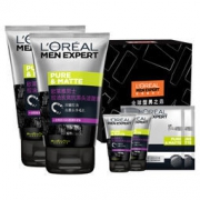 LOREAL 欧莱雅 男士控油炭爽抗黑头洁面套装（洁面膏100mlx2+洁面50mlx2+面膜2片）