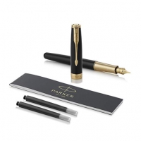 派克（PARKER）  SONNET卓尔系列 纯黑丽雅金夹 18K F尖 钢笔