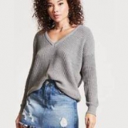 双11预告： Forever 21 女士宽松V领长袖针织衫