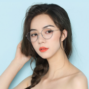 HAN 汉代 HD4840 复古圆框眼镜架+1.56非球面防蓝光镜片