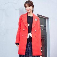 Meters bonwe 美特斯邦威 239846 女冬装中长款双排扣呢子大衣