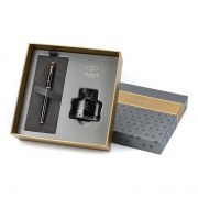派克（PARKER） IM 纯黑丽雅金夹钢笔  墨水笔+墨水礼盒套装 佳节送长辈