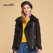 双11预售： Etam WEEKEND 艾格周末 8A0221015 女士加绒机车夹克