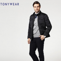 TONY WEAR 汤尼威尔 男士立领多口袋90%白鸭绒羽绒服