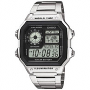 美国直邮 世界时间+不锈钢手链 ！Casio 卡西欧  AE1200WHD-1A 男士腕表