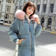 最少女 金丝绒中长款羽绒棉服