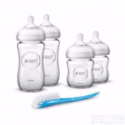 限地区，Philips 飞利浦 AVENT 新安怡 宽口径自然系列玻璃奶瓶套装（240ml*2/120ml*2/奶瓶刷）