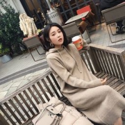 嫦姿 中长款 连帽毛衣裙