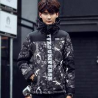 吉普盾 男士加厚防风迷彩羽绒服