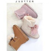 Justter 爵思塔 内增高狐狸毛球雪地靴