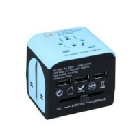 wonplug 万浦 LE-07 转换插头插座 蓝黑色带3USB