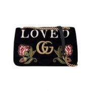 11日0点：GUCCI 古驰 GG Marmont系列 女士LOVED花型刺绣 斜挎包