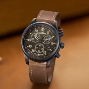 天美时（TIMEX）    T49905 男户外防水运动腕表 真皮表带 全盘夜光