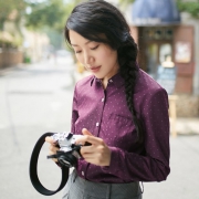 茵曼 女士秋冬翻领波点长袖衬衫