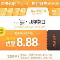 10点抢券：京东 白条闪付 满99-8.88元券