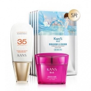 KANS 韩束 水漾防晒晚安礼盒套装（墨菊美肌凝膜100g+防晒乳40ml+玻尿酸面膜）