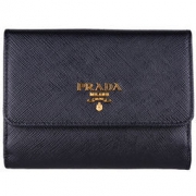 PRADA 普拉达 1MH523 QWA F0002 女士黑色牛皮短款翻盖钱包 1792元包邮
