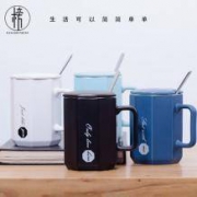 榜书城 洛英陶瓷杯 带勺带盖 400ml