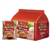 KSF 康师傅 锅煮拉面 原汁牛肉方便面 袋装五连包 *4件 67.2元（满减，合16.8元/件）