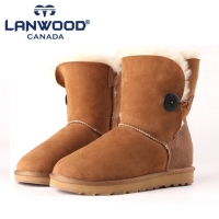 Lanwood 澳洲美利奴羊皮毛一体 女款内增高中筒雪地靴