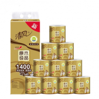 清风 原木纯品金装系列 卷纸 4层140克10卷 *10件  139.5元包邮