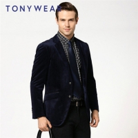 TONY WEAR 汤尼威尔 男士商务休闲提花丝绒西装