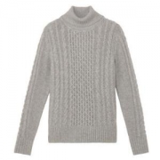 MUJI 无印良品  W7AA874 女士阿兰图案高领毛衣