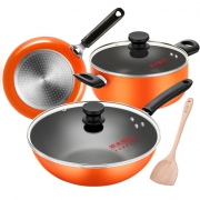 限12月18日：COOKER KING 炊大皇 不粘锅 锅具套装（炒锅+煎锅+汤锅）