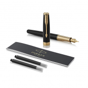 派克（PARKER）  Sonnet卓尔系列 纯黑丽雅金夹 18K F尖 钢笔