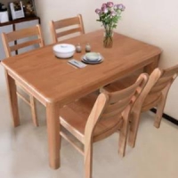 木巴 CZ097CZ186+YZ384 现代中式实木餐桌椅组合 一桌四椅