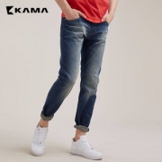 线下实体有售，KAMA 卡玛 男士水洗复古牛仔裤