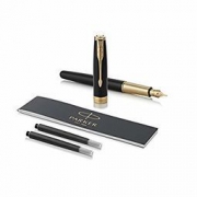 中亚Prime会员： PARKER 派克 Sonnet卓尔系列 纯黑丽雅金夹 18K F尖 钢笔 666.39元含税包邮