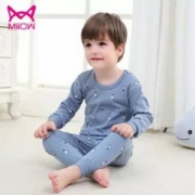 A类品质，猫人 儿童小童高腰护肚全棉内衣套装 男女童4色