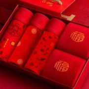 健丹鸟 男士红内裤3条+袜子2双 礼盒装