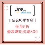 促销活动：亚马逊中国 圣诞礼季专场 低至5折，最高满999减300