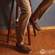 限42-44码，ECCO 爱步 DIP Moc 莫克系列 男士牛皮休闲乐福鞋 66042401195