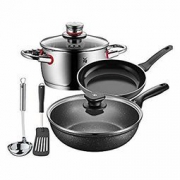 WMF 福腾宝 锅具5件套(煎锅24cm+炒锅28cm+汤锅24cm+汤勺+锅铲) 599元包邮