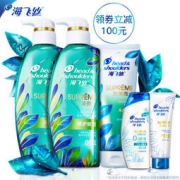 16点：海飞丝 无硅油洗发水套装 350ml*2+护发素 400ml+80ml*2 101元包邮（需用券）