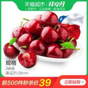 限500件！天猫超市 智利进口车厘子J级2磅装（果径约26-28mm）