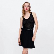 ZARA 女士金属色线提花网眼布上衣