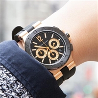 BVLGARI Diagono 18K玫瑰金陶瓷机械奢华男表