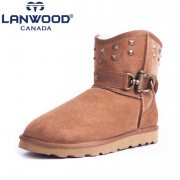 Lanwood 澳洲羊皮毛一体铆钉情侣雪地靴