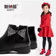 斯纳菲 新款秋冬真皮加绒公主短靴 2色