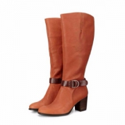 ECCO 爱步 型塑 女士真皮粗跟长靴 3.2折 新低$79.99