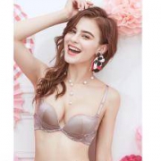 婷美  香榭漫步蕾丝拼接集中上托鸡心文胸