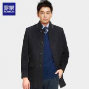 罗蒙 男式翻领羊毛混纺大衣（54%羊毛）