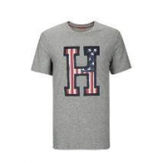 TOMMY HILFIGER 圆领男士字母T恤短袖 09T3095