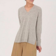 无印良品 MUJI 女式牦牛绒羊毛V领毛衣