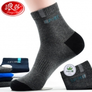 100%纯棉、不臭脚、6双：周华健代言 浪莎 男士中筒袜