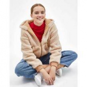 13日0点：Bershka 女士人造剪毛羊皮保暖短款连帽外套